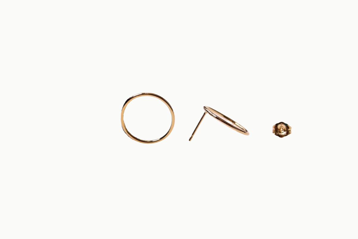 ronde oorsteker met platte cirkel van 14/20 gold filled